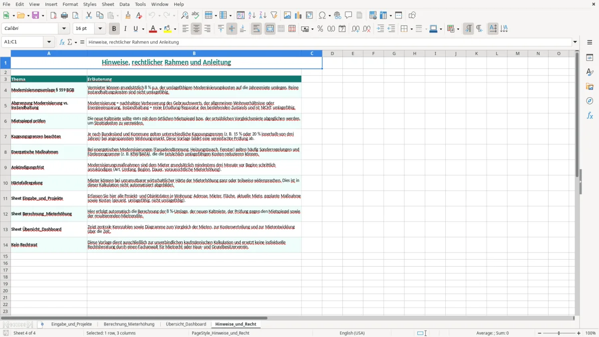Screenshot 4: Blatt Hinweise_und_Recht - Excel-Vorlage modernisierung mieterhöhung kalkulation excel vorlage